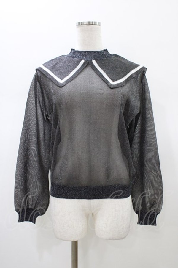 画像1: Candy Stripper / SEETHROUGH SAILOR KNIT  ブラック H-26-01-10-047-PU-TO-KB-ZH (1)