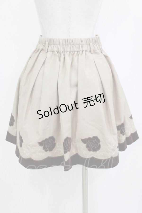 画像3: axes femme POETIQUE / 薔薇ベロア刺繍ミニスカート M ベージュ H-26-01-10-1025-AX-SK-NS-ZH (3)