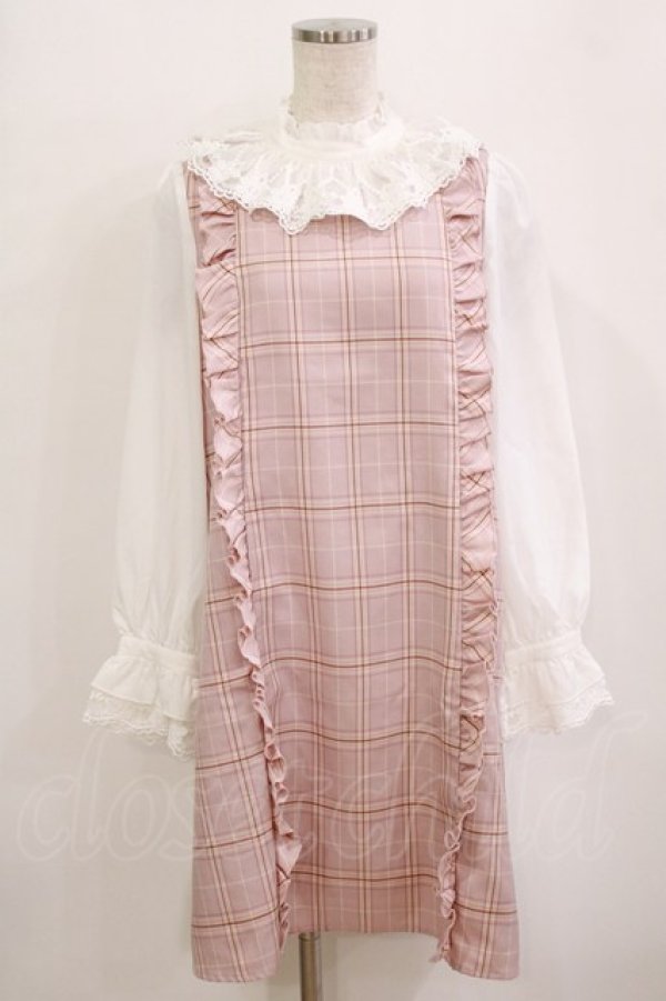 画像1: axes femme kawaii / チェックドッキングワンピース M ピンク H-26-01-10-1030-AX-OP-NS-ZH (1)