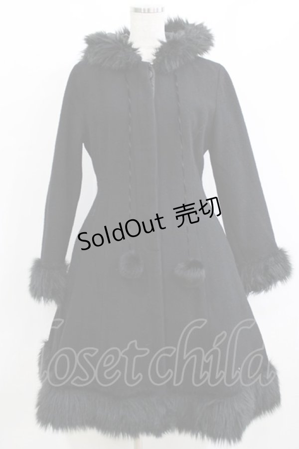 画像1: MAM MAXICIMAM / ファーボンボンコート Free ブラック H-26-01-10-1035-GO-CO-NS-ZH (1)