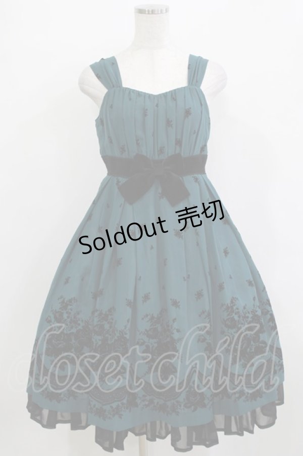 画像1: Victorian maiden / フラワリーフロッキードレス Free グリーン H-26-01-10-1004-CL-OP-NS-ZH (1)