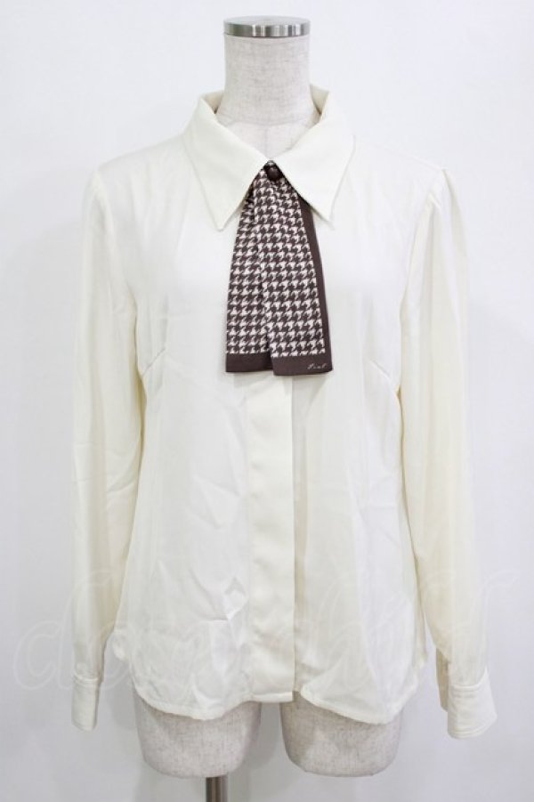 画像1: F i.n.t / 千鳥スカーフタイ付きブラウス Free OFF×BR H-26-01-10-1041-CA-BL-NS-ZH (1)