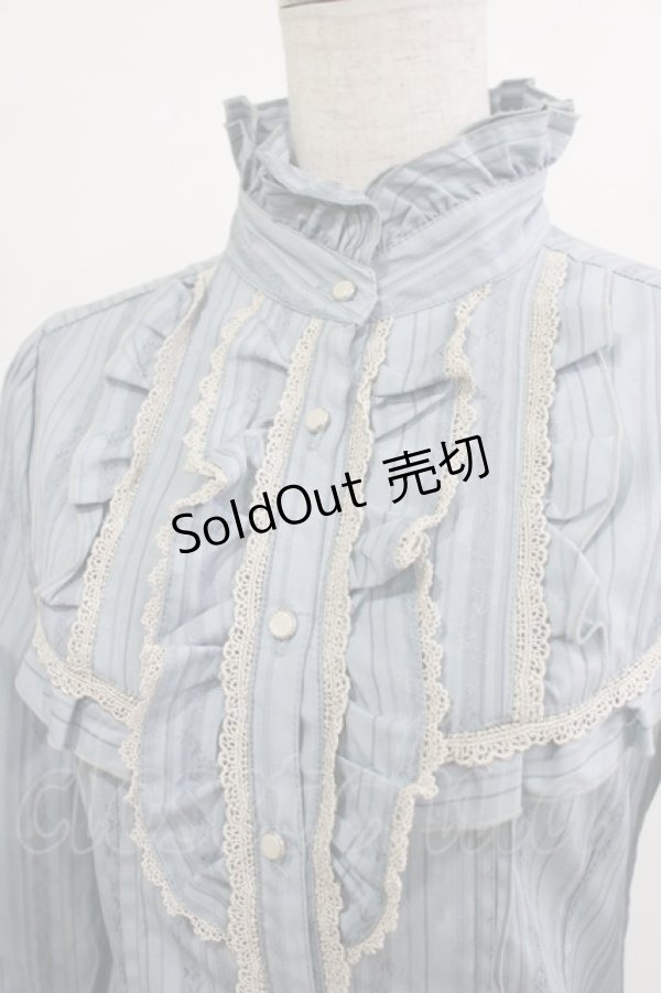 画像4: axes femme / ストライプブラウス M サックス H-26-01-10-1042-AX-BL-NS-ZH (4)