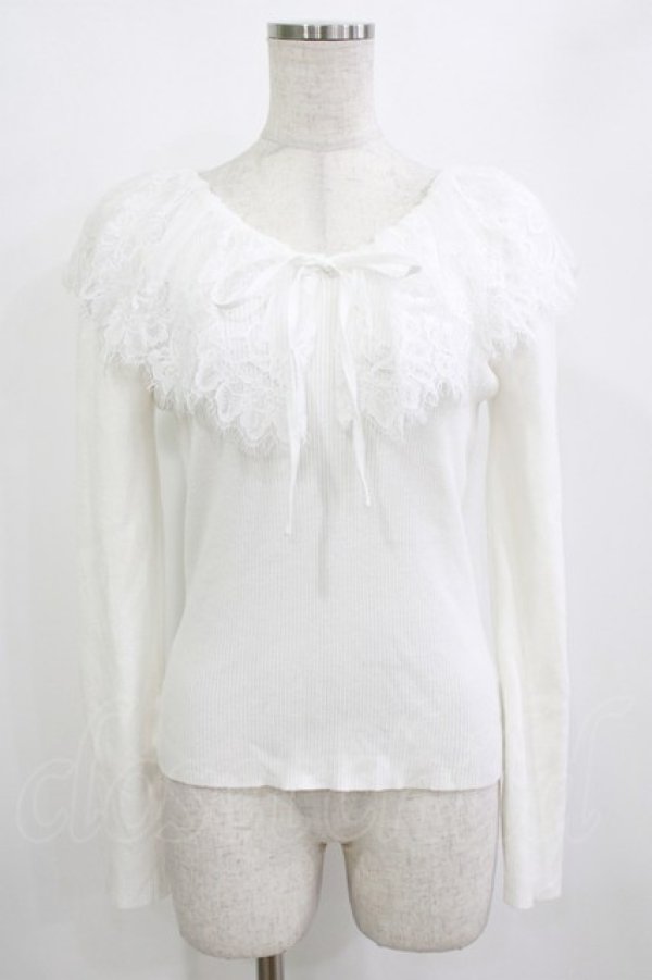 画像1: An MILLE / レースカラーフリルニットソー Free オフ H-26-01-10-1049-EL-TO-NS-ZH (1)