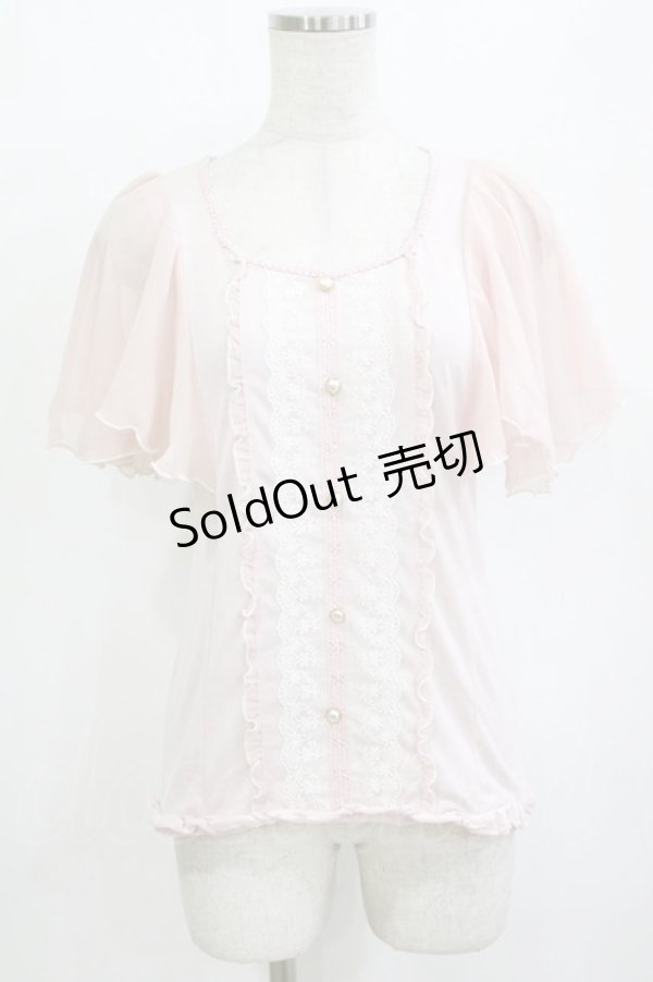 画像1: axes femme / シフォンフリルトップス M ピンク H-26-01-10-1054-AX-TO-NS-ZH (1)