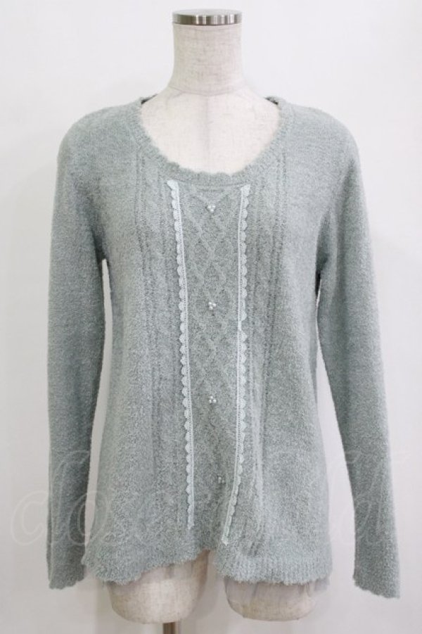 画像1: axes femme / パール使いニットPO M ミント H-26-01-10-1059-AX-TO-NS-ZH (1)