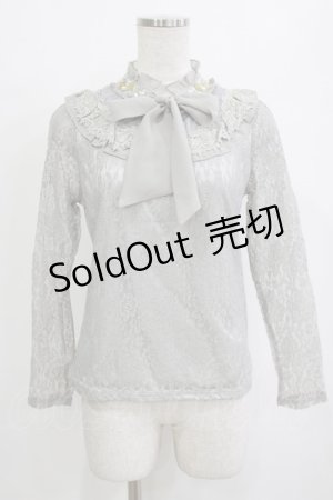 画像: axes femme / 総レースボウタイプルオーバー M グレー H-26-01-10-1060-AX-TO-NS-ZH