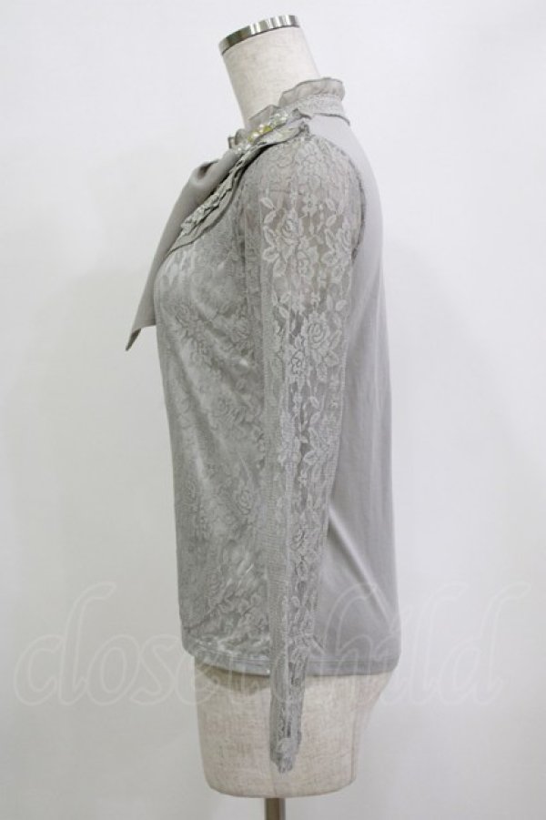 画像2: axes femme / 総レースボウタイプルオーバー M グレー H-26-01-10-1060-AX-TO-NS-ZH (2)