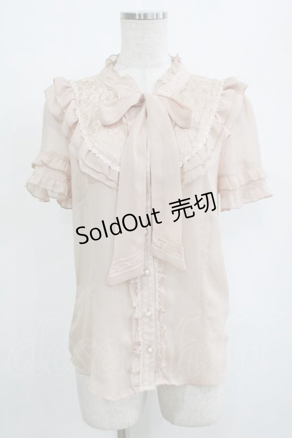 画像1: axes femme / フリルボータイブラウス M ピンク H-26-01-10-1064-AX-BL-NS-ZH (1)