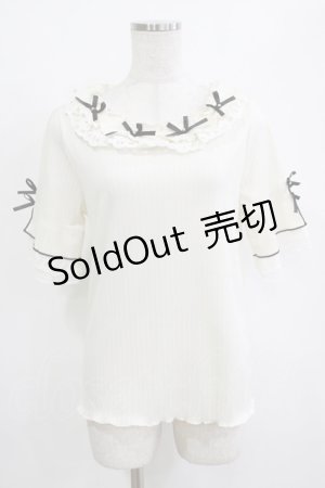 画像: axes femme / リボン×レース×フリルプルオーバー Free オフ H-26-01-10-1065-AX-TO-NS-ZH