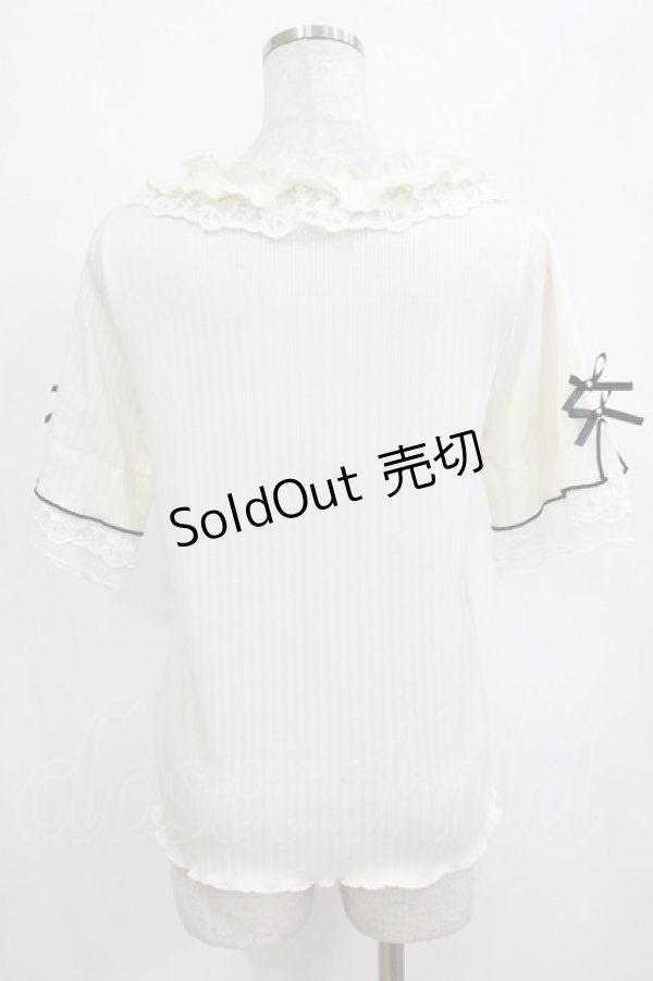 画像3: axes femme / リボン×レース×フリルプルオーバー Free オフ H-26-01-10-1065-AX-TO-NS-ZH (3)