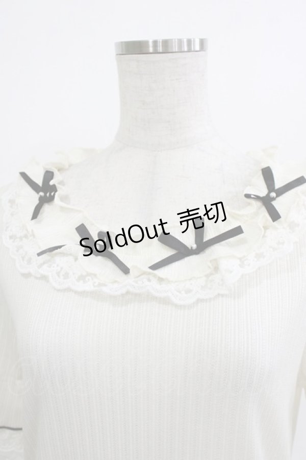 画像4: axes femme / リボン×レース×フリルプルオーバー Free オフ H-26-01-10-1065-AX-TO-NS-ZH (4)