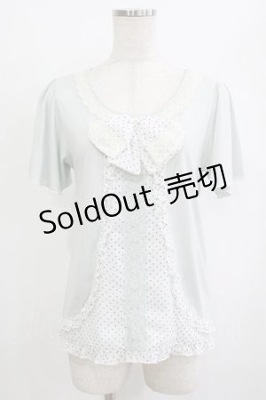 画像: axes femme / ドットシフォン切替Tシャツ M ブルー H-26-01-10-1066-AX-TS-NS-ZH