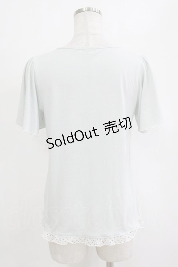 画像3: axes femme / ドットシフォン切替Tシャツ M ブルー H-26-01-10-1066-AX-TS-NS-ZH (3)