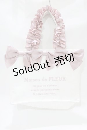画像: Maison de FLEUR / ジャカードリボンフリルスクエアトートSバッグ  オフ/ピンク H-26-01-10-1070-LO-BG-NS-ZH