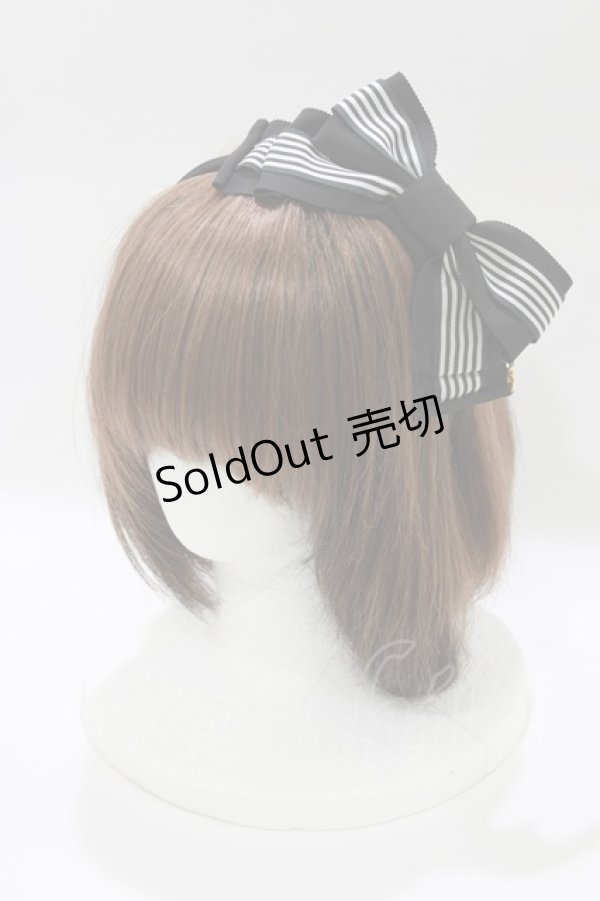 画像1: Angelic Pretty / ストライプリボンカチューシャ  ブラック H-26-01-10-1077-AP-AC-NS-ZH (1)