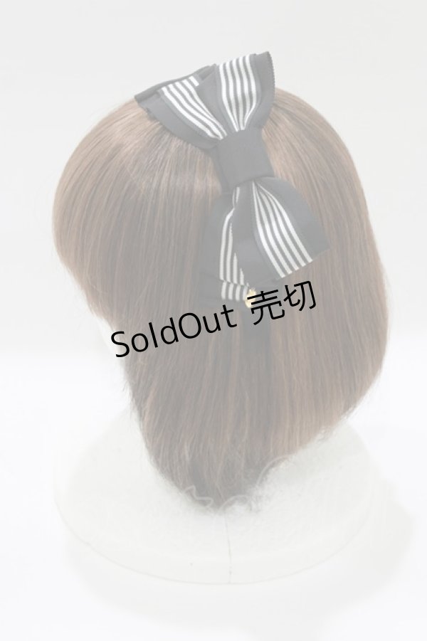 画像2: Angelic Pretty / ストライプリボンカチューシャ  ブラック H-26-01-10-1077-AP-AC-NS-ZH (2)