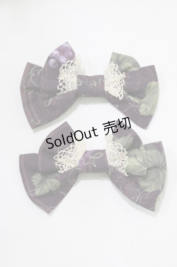 画像1: 仲夏物語（海外ロリータブランド） / ロワールのブドウ園5.0 リボンクリップ  パープル H-26-01-10-1079-EL-AC-NS-ZH (1)