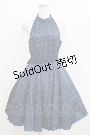 画像: Innocent World / ドット柄ホルターネックジャンパースカート M ネイビー H-26-01-10-1007-IW-OP-NS-ZH