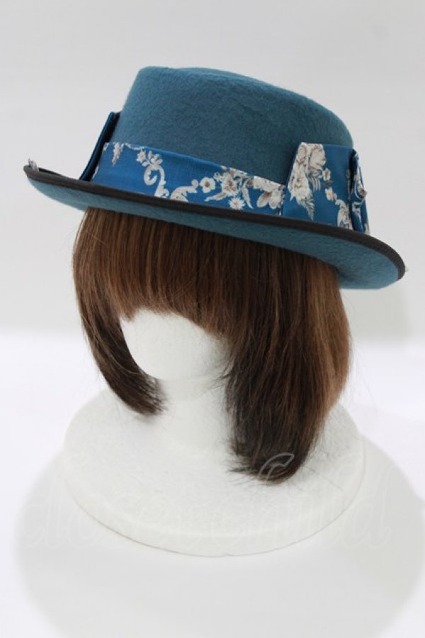 画像1: Miss Point（海外ロリータブランド） / アンティークフラワーウォール帽子  ブルー H-26-01-10-1083-EL-AC-NS-ZH (1)