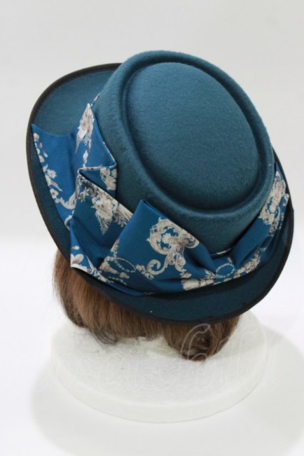 画像2: Miss Point（海外ロリータブランド） / アンティークフラワーウォール帽子  ブルー H-26-01-10-1083-EL-AC-NS-ZH (2)