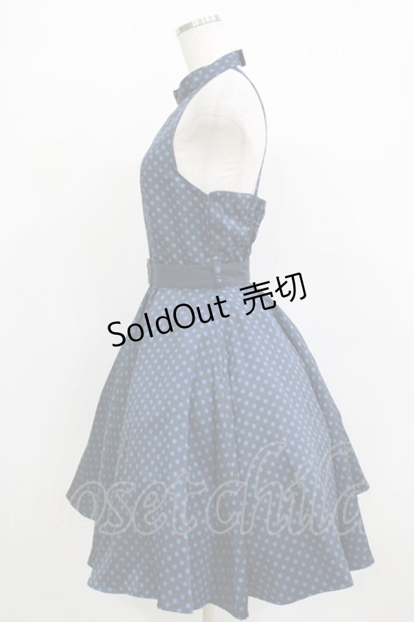 画像2: Innocent World / ドット柄ホルターネックジャンパースカート M ネイビー H-26-01-10-1007-IW-OP-NS-ZH (2)