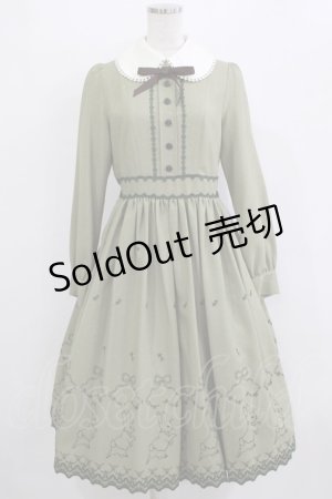 画像: Innocent World / ピーターラビット  刺繍ワンピース M ライトグリーン×ダークグリーン H-26-01-10-1089-IW-OP-NS-ZH