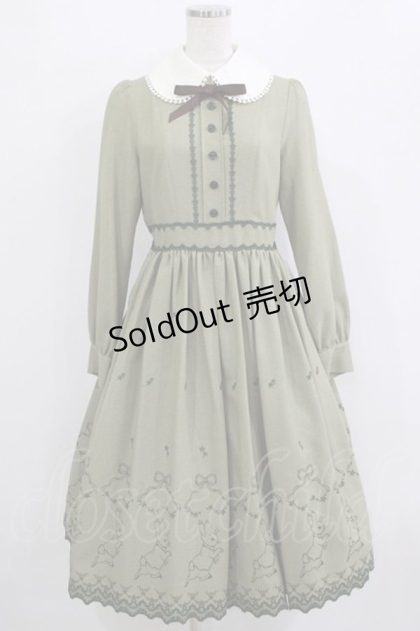 画像1: Innocent World / ピーターラビット  刺繍ワンピース M ライトグリーン×ダークグリーン H-26-01-10-1089-IW-OP-NS-ZH (1)