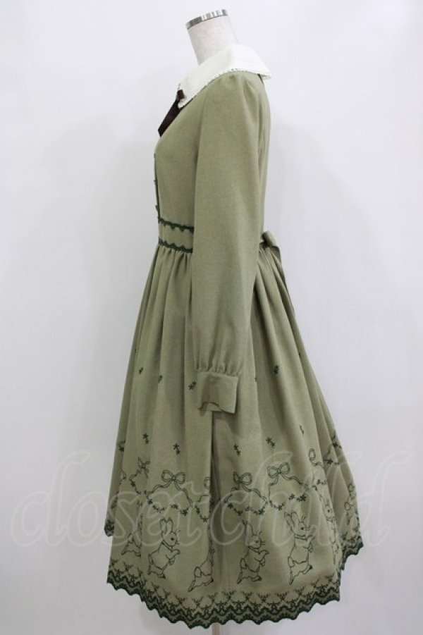 画像2: Innocent World / ピーターラビット  刺繍ワンピース M ライトグリーン×ダークグリーン H-26-01-10-1089-IW-OP-NS-ZH (2)