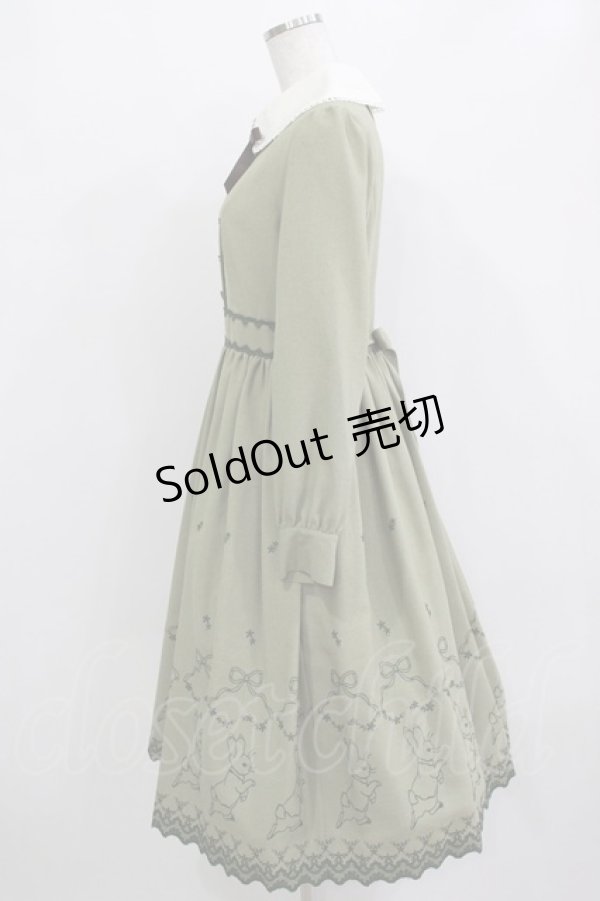 画像2: Innocent World / ピーターラビット  刺繍ワンピース M ライトグリーン×ダークグリーン H-26-01-10-1089-IW-OP-NS-ZH (2)