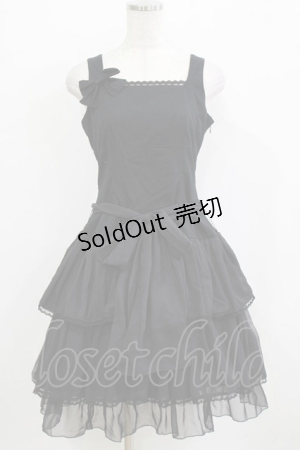 画像1: Victorian maiden / フリルジャンパースカート Free ブラック H-26-01-10-1012-CL-OP-NS-ZH (1)