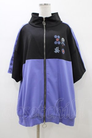 画像: LISTEN FLAVOR / 麻雀半袖ジャージ  パープル×ブラック H-26-01-10-059-PU-TO-KB-ZH