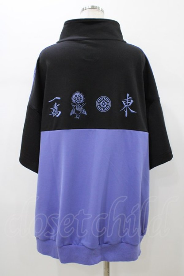 画像2: LISTEN FLAVOR / 麻雀半袖ジャージ  パープル×ブラック H-26-01-10-059-PU-TO-KB-ZH (2)