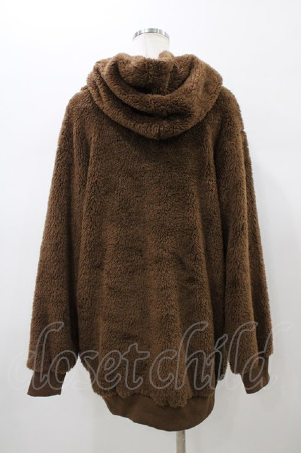 画像2: NieR Clothing / 軽量×防寒ふわもこブラウンプルオーバーパーカー【刺繍LOGO】  ブラウン H-26-01-10-060-PU-TO-KB-ZH (2)