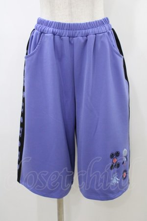 画像: LISTEN FLAVOR / 麻雀ジャージハーフパンツ  パープル×ブラック H-26-01-10-013-PU-PA-KB-ZH