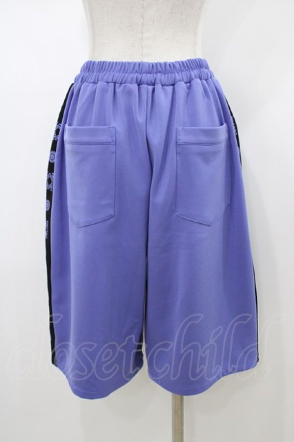 画像2: LISTEN FLAVOR / 麻雀ジャージハーフパンツ  パープル×ブラック H-26-01-10-013-PU-PA-KB-ZH (2)