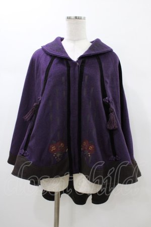 画像: Ozz oneste / 矢絣プリント入り和風マント  紫 H-26-01-10-015-OO-JA-KB-ZH