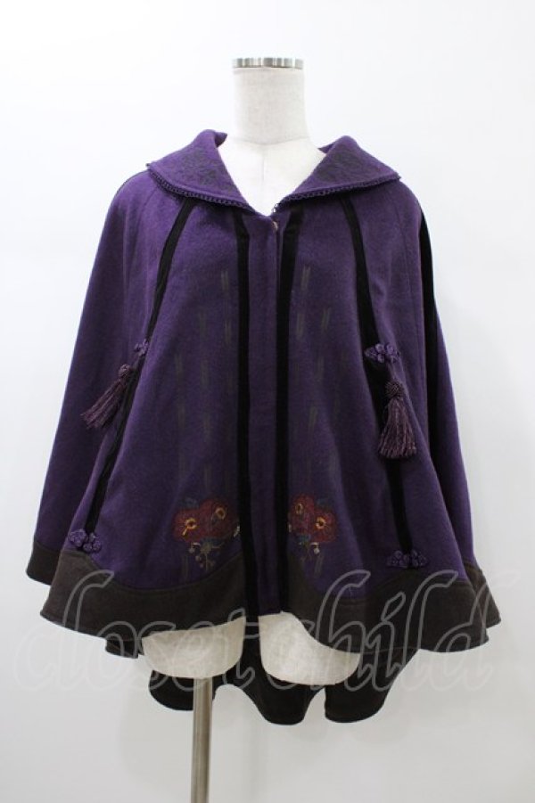 画像1: Ozz oneste / 矢絣プリント入り和風マント  紫 H-26-01-10-015-OO-JA-KB-ZH (1)