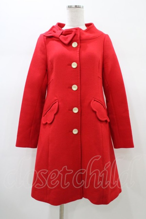 画像1: Emily Temple cute / スタンドカラーコート  レッド H-26-01-10-018-ET-CO-KB-ZH (1)