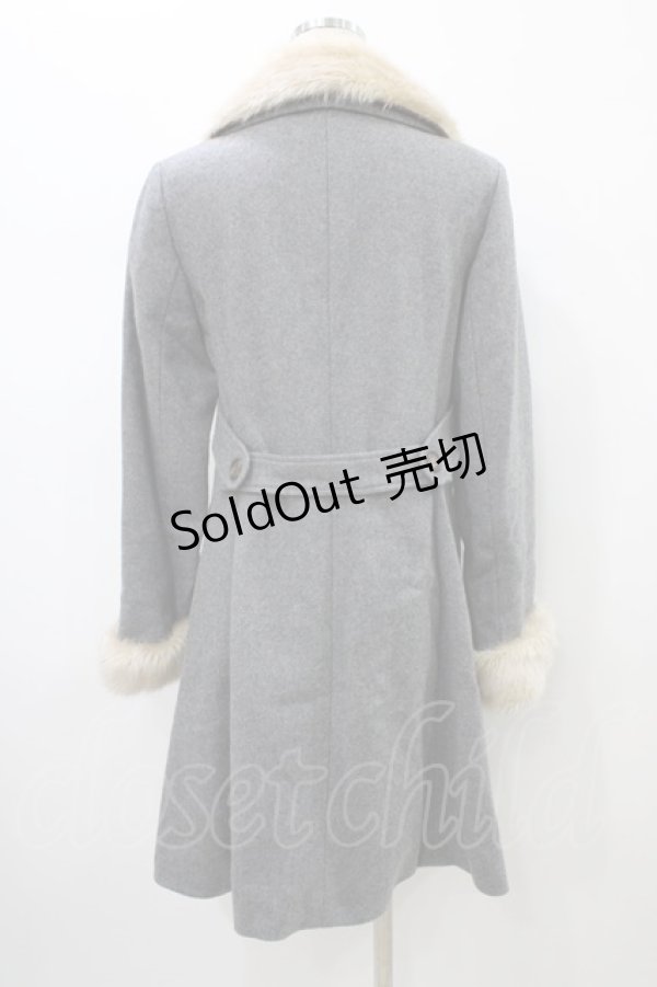 画像2: Jane Marple / ソフトメルトンのロイヤルコート  ミックスグレー×ベージュファー H-26-01-10-019-JM-CO-KB-ZH (2)