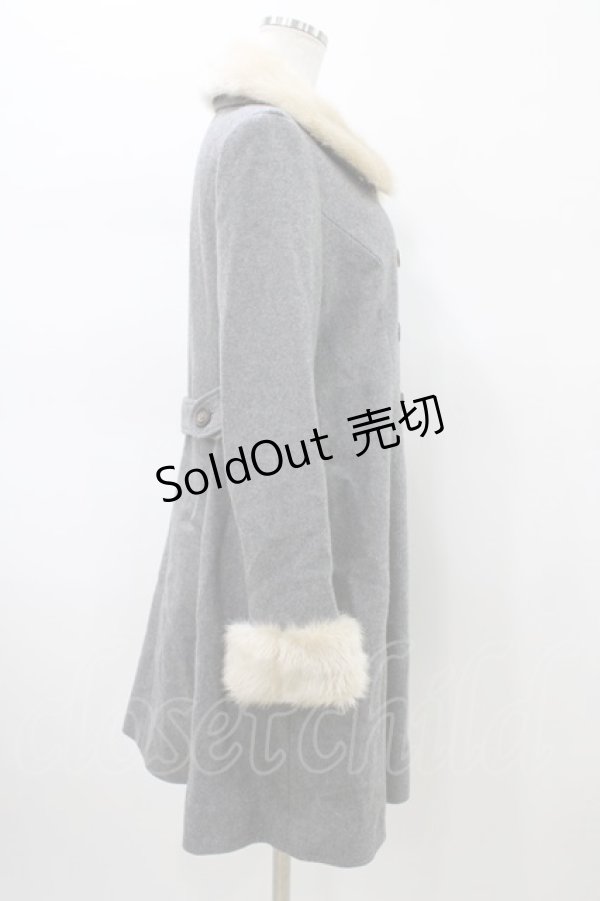 画像3: Jane Marple / ソフトメルトンのロイヤルコート  ミックスグレー×ベージュファー H-26-01-10-019-JM-CO-KB-ZH (3)