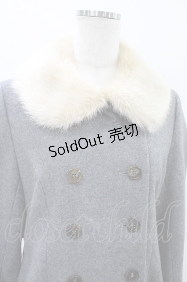 画像4: Jane Marple / ソフトメルトンのロイヤルコート  ミックスグレー×ベージュファー H-26-01-10-019-JM-CO-KB-ZH (4)