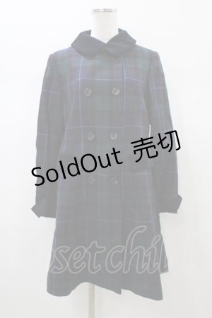 画像: Jane Marple / オリジナルタータンのチェスターフィールドコート  グリーン×ネイビー H-26-01-10-020-JM-CO-KB-ZH