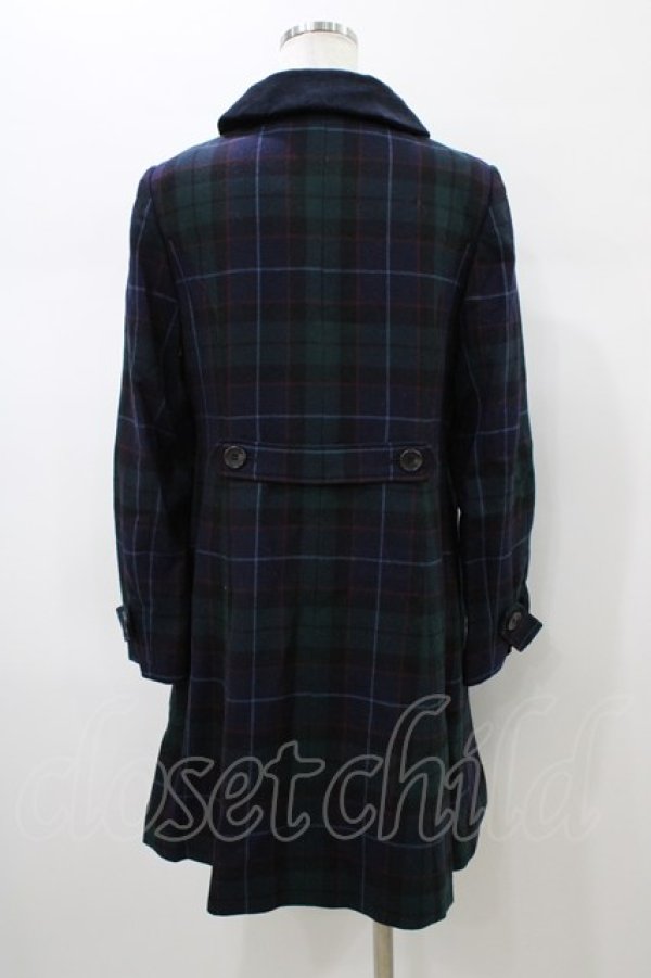 画像2: Jane Marple / オリジナルタータンのチェスターフィールドコート  グリーン×ネイビー H-26-01-10-020-JM-CO-KB-ZH (2)
