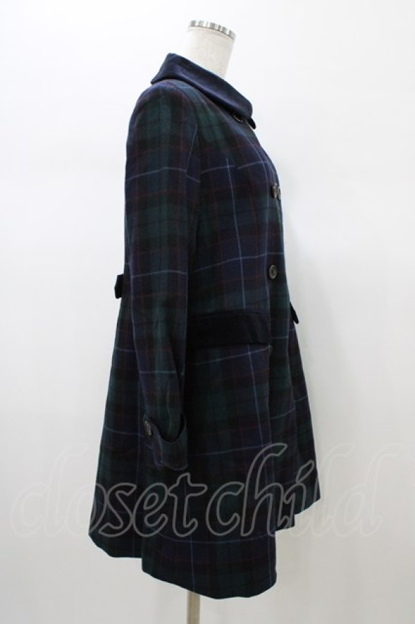 画像3: Jane Marple / オリジナルタータンのチェスターフィールドコート  グリーン×ネイビー H-26-01-10-020-JM-CO-KB-ZH (3)