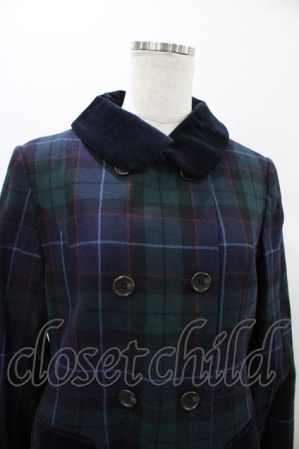 画像4: Jane Marple / オリジナルタータンのチェスターフィールドコート  グリーン×ネイビー H-26-01-10-020-JM-CO-KB-ZH (4)