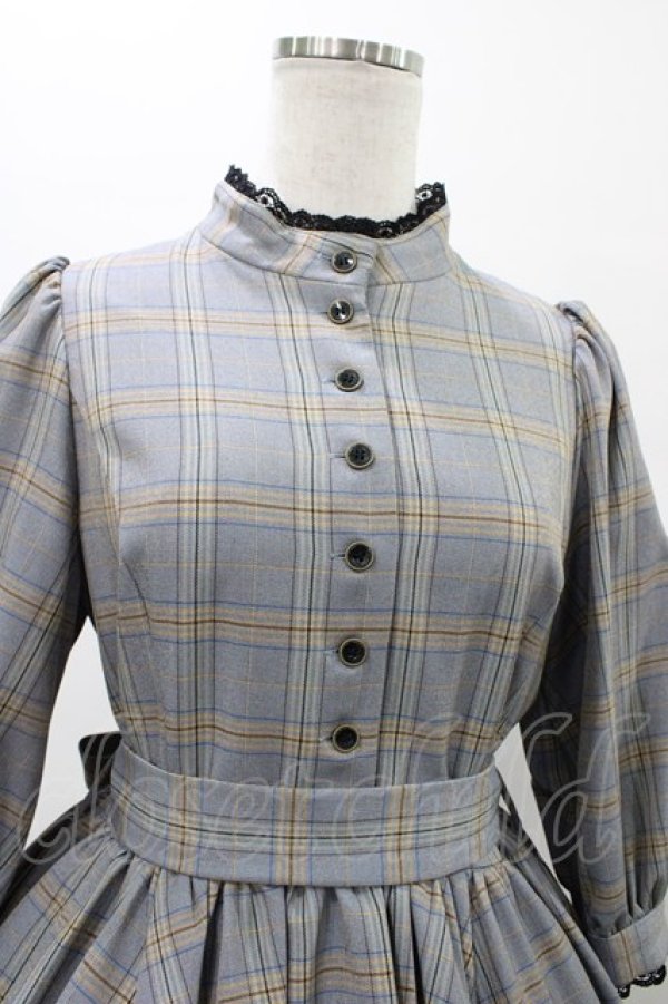 画像4: Sheglit / "Candice"チェックワンピース M ネイビー H-26-01-10-026-EL-OP-KB-ZH (4)