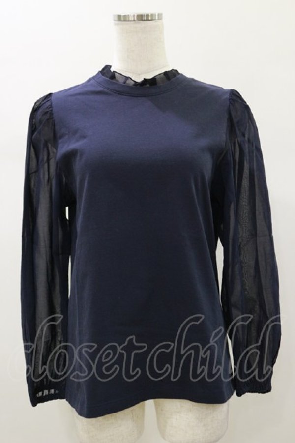 画像1: Jane Marple Dans Le Salon / シアースリーブプルオーバー  ネイビー H-26-01-11-042-JM-TO-KB-ZH (1)