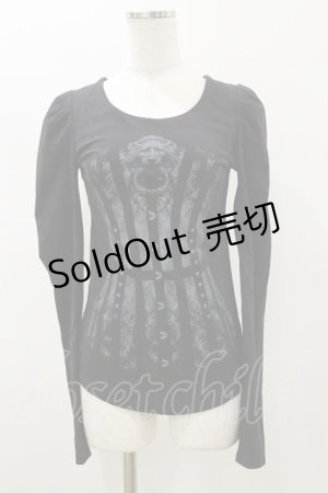 画像: Black MiQuri / Black Corsetパフスリーブカットソー  ブラック H-26-01-11-048-GO-TO-KB-ZH