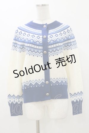 画像: Jane Marple Dans Le Salon / Fair Isle Knit Cardigan  オフ×ブルー H-26-01-11-054-JM-TO-KB-ZH